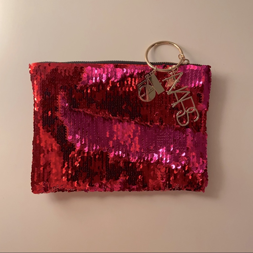 NEW NARS makeup bag in red/pink sequins